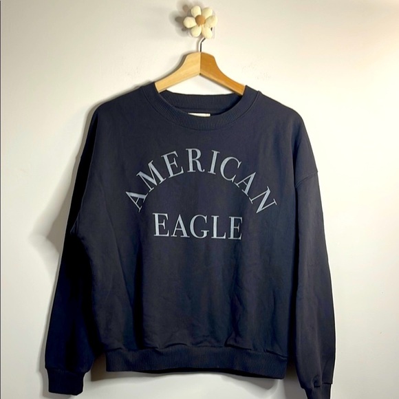 American Eagle Outfitters Sweaters - American Eagle Outfitters Black Crewneck with Bold Logo